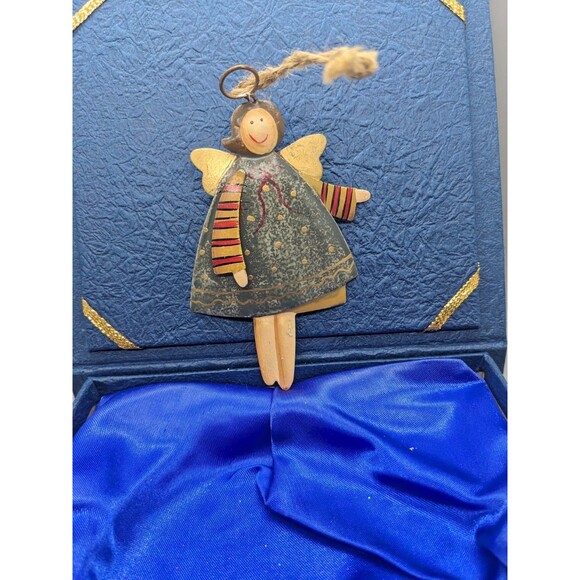 Christmas Ornament Lot 3 Rustic Primitive Farmhouse Folk Art  Metal Santa, Angel - Picture 13 of 16